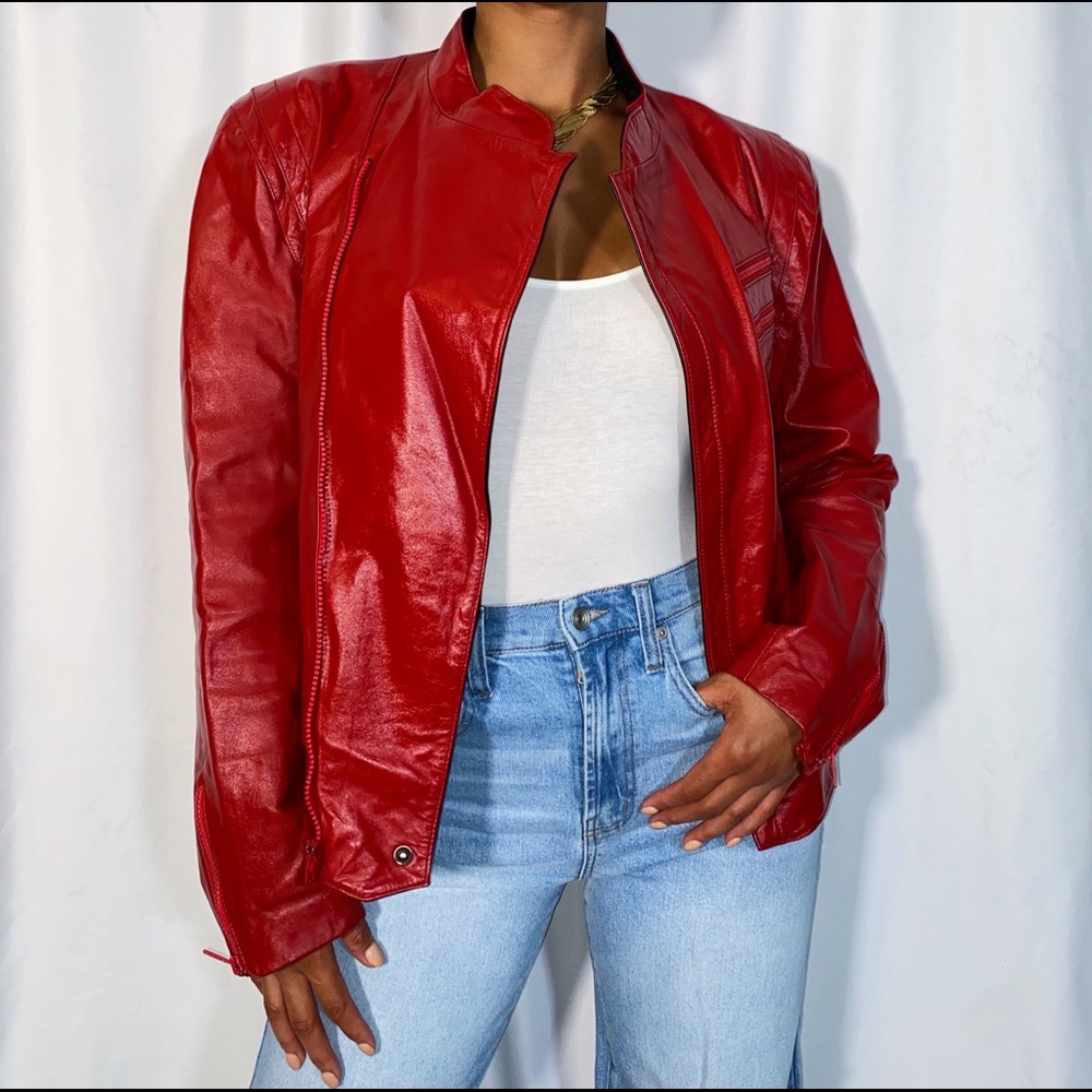 Vintage Mode Speciale Red Leather Jacket (size 40) - Picture 1 of 5